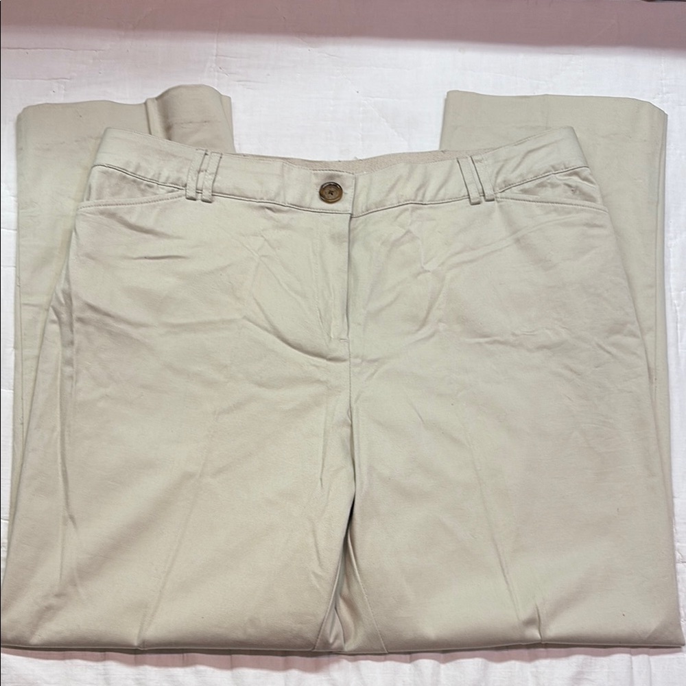 Dress Barn‎ Womens Pants 16W Cream Khaki Chino Wide Leg Trousers Tan Workwear